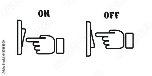 illustration of icon pressing on and off button. in outline style. editable vector eps 10.