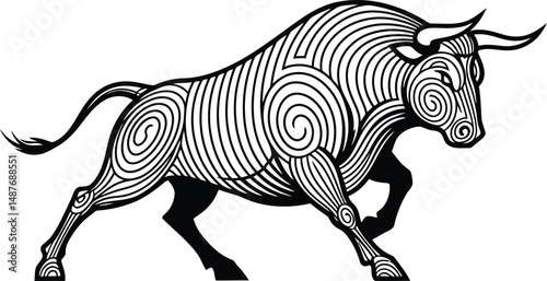 Minimalist Bull Charging Vector