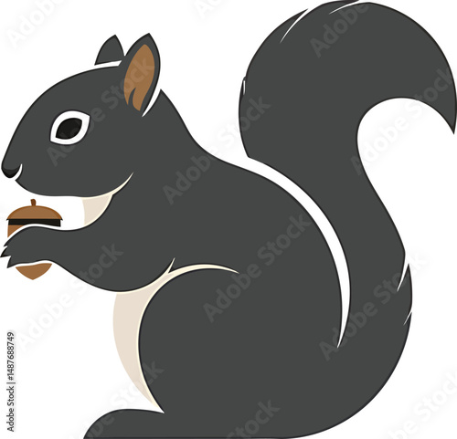 Minimalist Squirrel with Nut