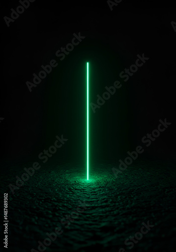 Vertical neon light in dark space