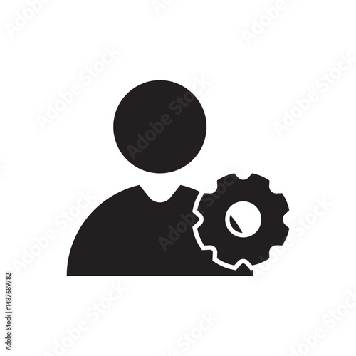 User avatar with gear icon. Symbolizes user settings, admin access, or system configuration roles.