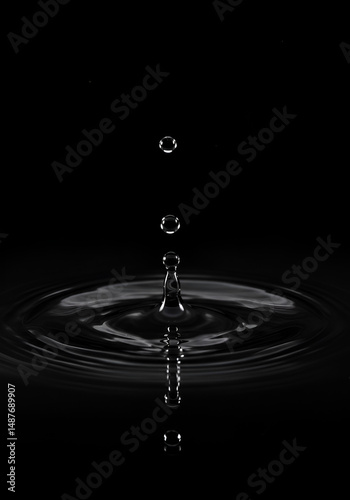 Water drop splash on dark surface