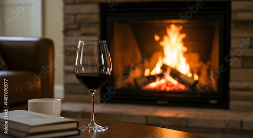 fireplace,  fire,  flames, Relaxing Evening by the Fireplace with Red Wine