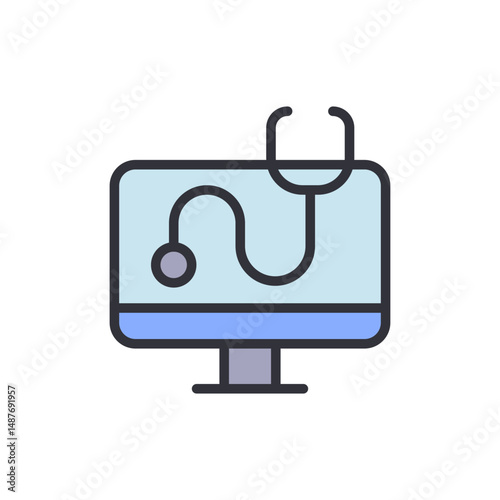 Illustration Of A Computer Displaying A Stethoscope For Medical Purposes