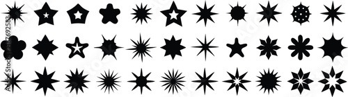 Shine star sparkle vector set. Sparkle star icons collection. Shine icon. Decorative twinkle and bursts forms, abstract shining flash symbols shapes, geometric graphic elements