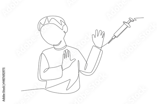 Anti drug day concept one-line drawing