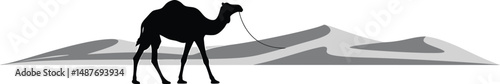 Minimalist Camel in Desert Vector