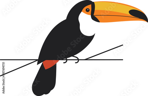 Minimalist Toucan Vector on White