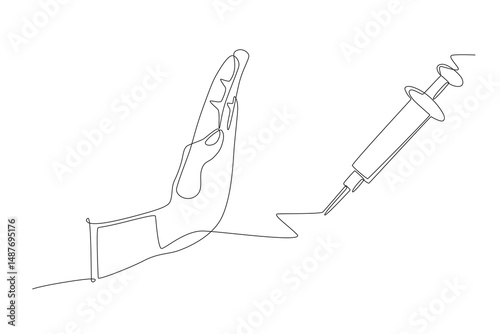 Anti drug day concept one-line drawing