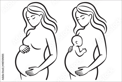 Pregnant Woman Silhouette SVG | Baby Bump Clipart | Maternity Vector | Mom to Be PNG | Pregnancy Cut File for Cricut


