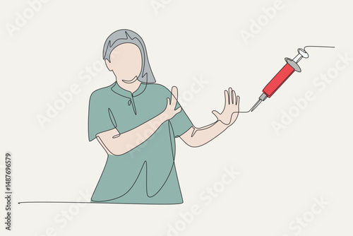 Colored anti drug day concept one-line drawing