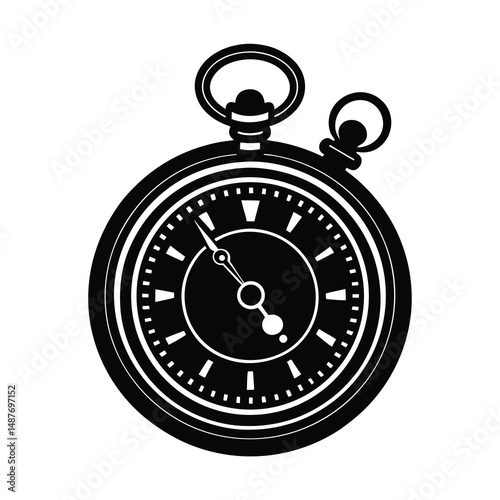 old style pocket watch black vector silhouette