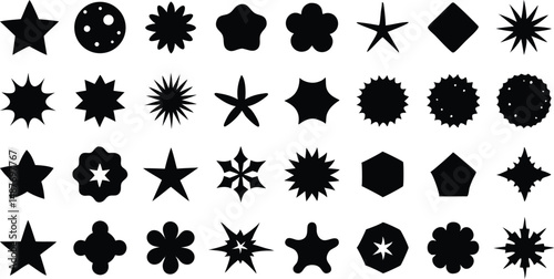 Shine star sparkle vector set. Sparkle star icons collection. Shine icon. Decorative twinkle and bursts forms, abstract shining flash symbols shapes, geometric graphic elements