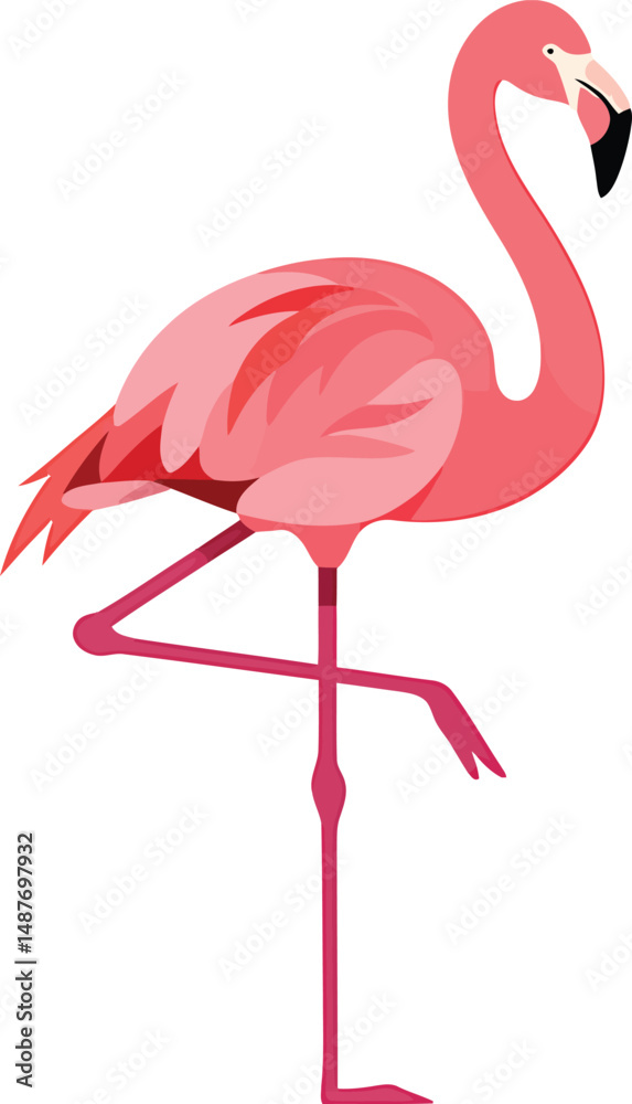 Fototapeta premium Minimalist Flamingo Vector on White