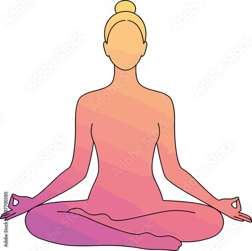 Minimalist Vector: Meditating Woman