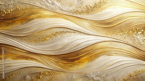 Abstract Golden and Beige Wave Pattern Texture Elegant Swirls and Glittering Embellishments for Design Projects