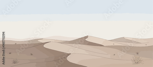 Minimalist Desert Landscape Vector