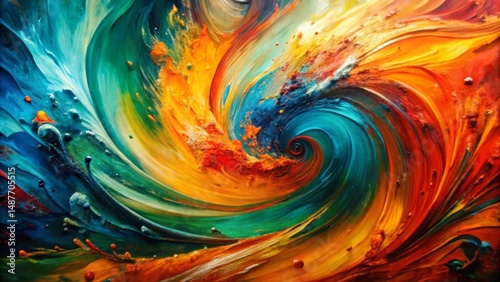 Wallpaper Mural A vibrant, swirling vortex of color, showcasing an abstract painting with dynamic brushstrokes and a mesmerizing spiral effect, evoking feelings of energy and movement Torontodigital.ca
