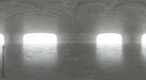 360,  360 degree,  360 panorama, Abstract Concrete Tunnel 360? Panorama