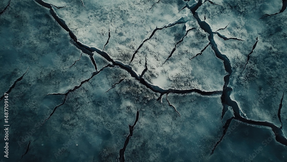 Obraz premium Aerial view of a stunning icy shoreline where turquoise waters meet snow-covered land. creating a beautiful contrast with frosty patterns along the coast