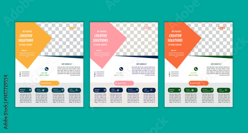  a bundle of 3 templates business flyer design, in blue color, and modern design,marketing,medical proposal, promotion, advertise, publication and editable vector template design