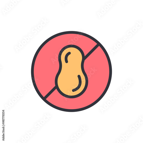 Allergen Free Symbol Featuring A Stylized Peanut And Prohibition Sign