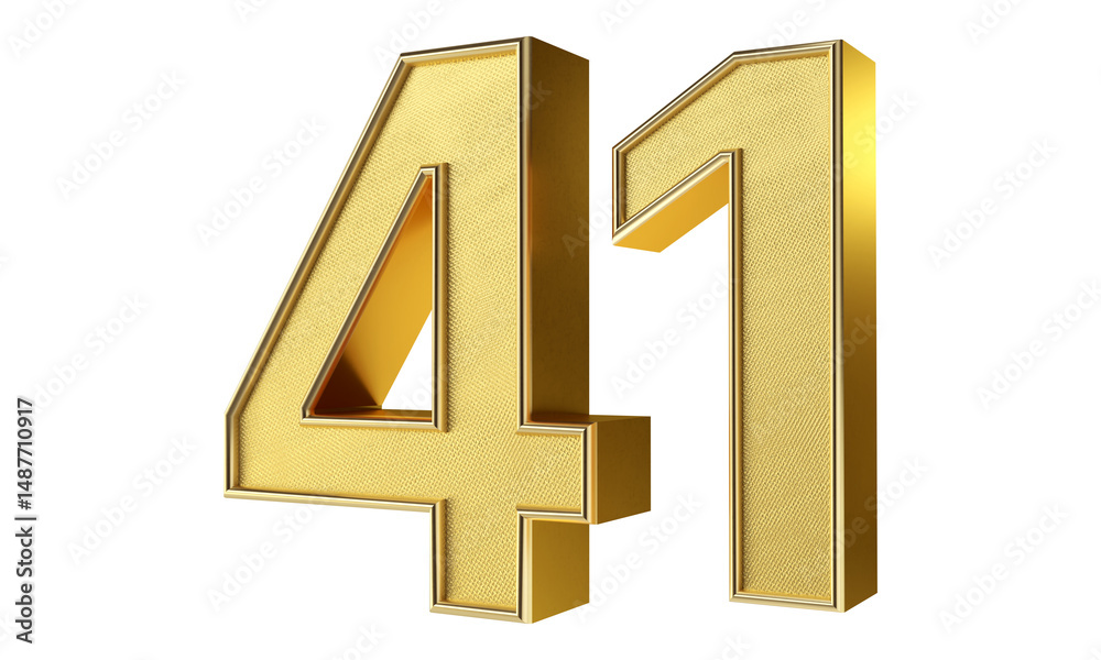 Obraz premium Bling Bling Diamond Gold Number 41 3D Text Effect