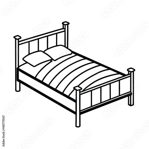 simple bed line art design