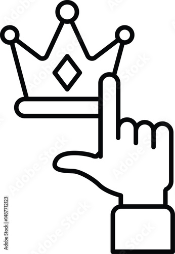 A hand pointing at a crown