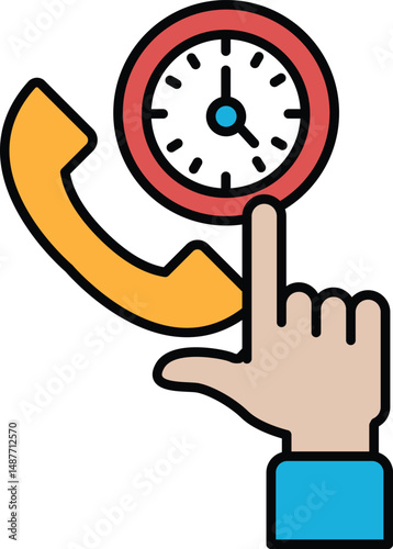 A hand pointing to a clock with the time of 11:00