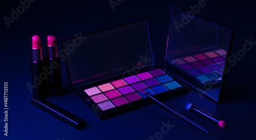 makeup,  cosmetics,  eyeshadow palette, Neon Makeup Palette and Lipsticks