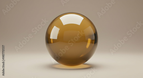 amber,  glass,  sphere, Amber Glass Sphere on Beige Background