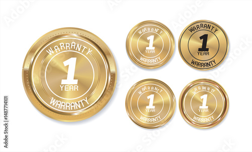 set of 10 year 1,2,3,4,5,6,7,8,9,10 year warrenty black and goldan, label badge gold and black style isolated on white background, Vector golden warranty