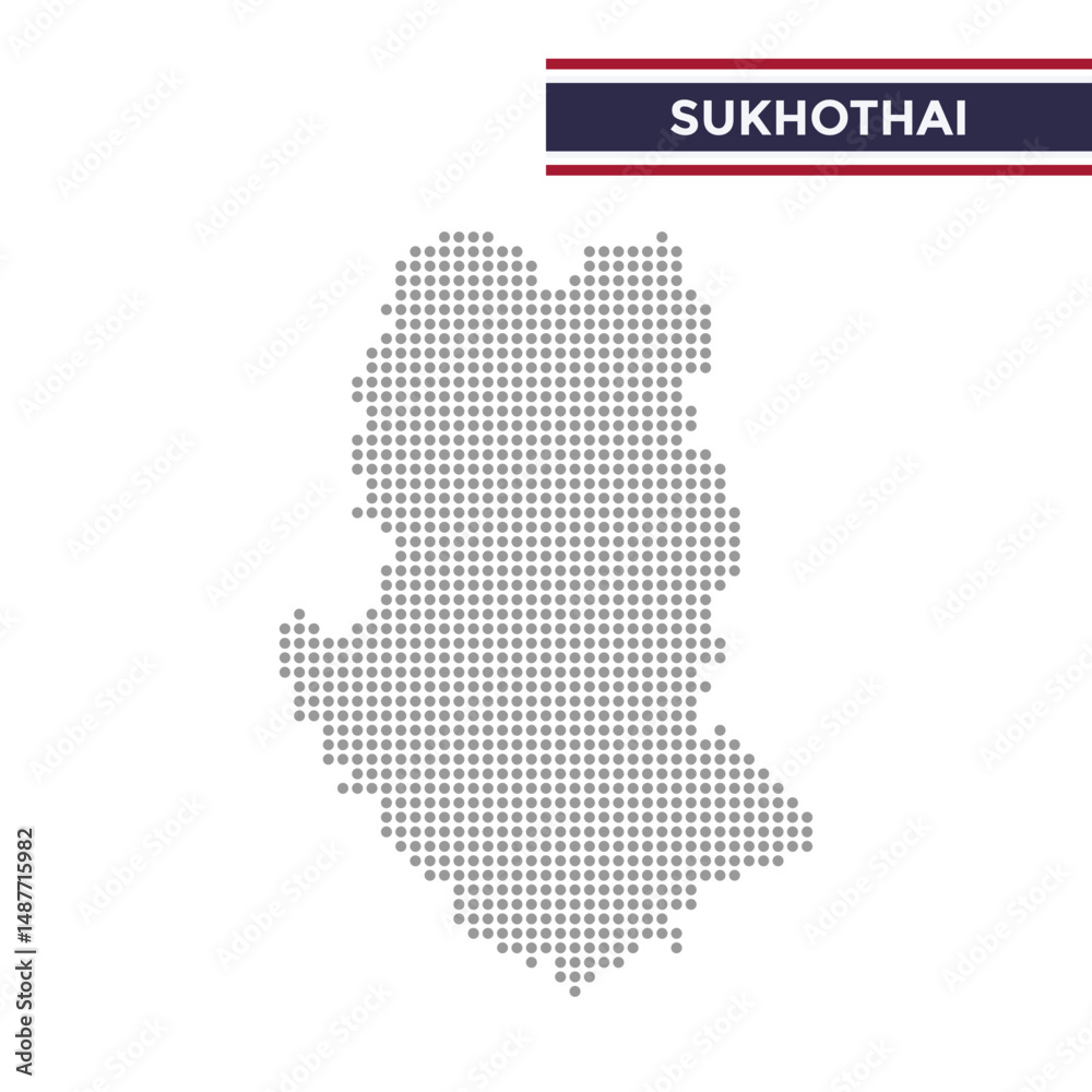 Obraz premium Dotted map of Sukhothai Province in Thailand
