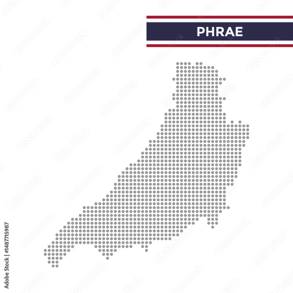 Obraz premium Dotted map of Phrae Province in Thailand