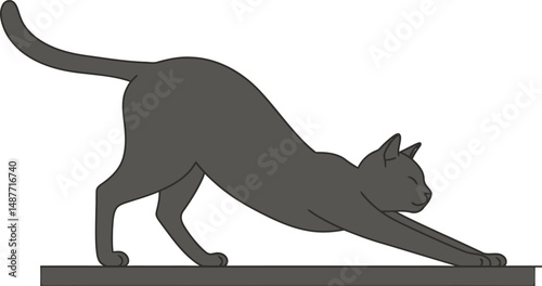 Minimalist Cat Stretching on Windowsill