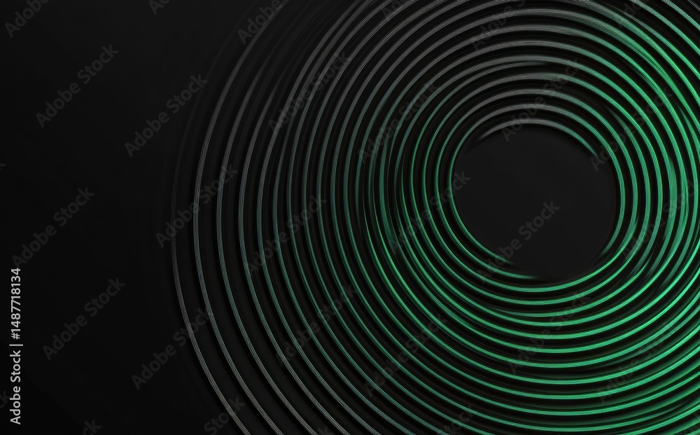 Obraz premium Abstract design featuring layered black waves with vibrant green accents. creating a modern and dynamic background suitable for technology and creative projects