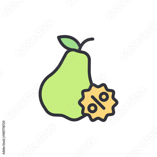 Discounted Pear Illustration Of Special Offer, Isolated Design Element