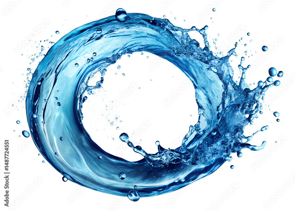Fototapeta premium water splash isolated on white background, blue circle water splash