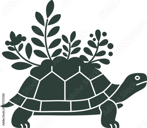 Turtle Carrying Garden Vector Illustration