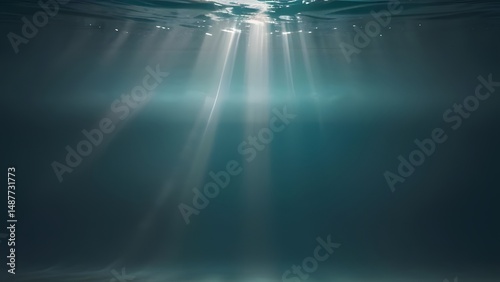 Blue spotlight rays illuminate the stage with a soft, deep ocean-like texture