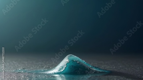Blue water splashed like a wave in the cold pool, an ice cube a small iceberg against the blue sky