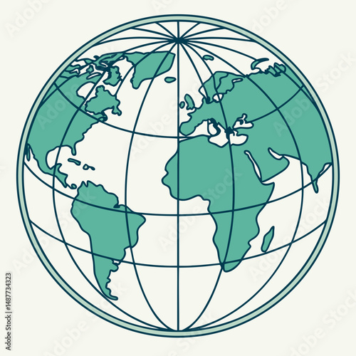 Earth globe with continents vector illustration
