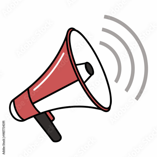 Red megaphone with sound waves vector illustration