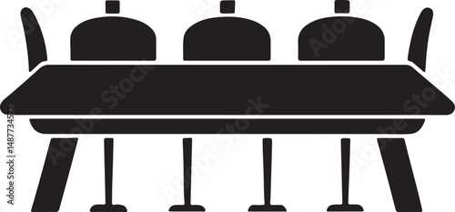 conference table silhouette, black and white silhouette, vector and illustration