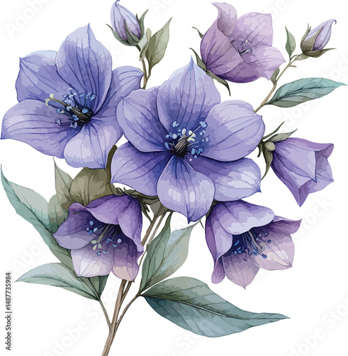 Elegant Watercolor Painting of a Bouquet of Lavender Flowers