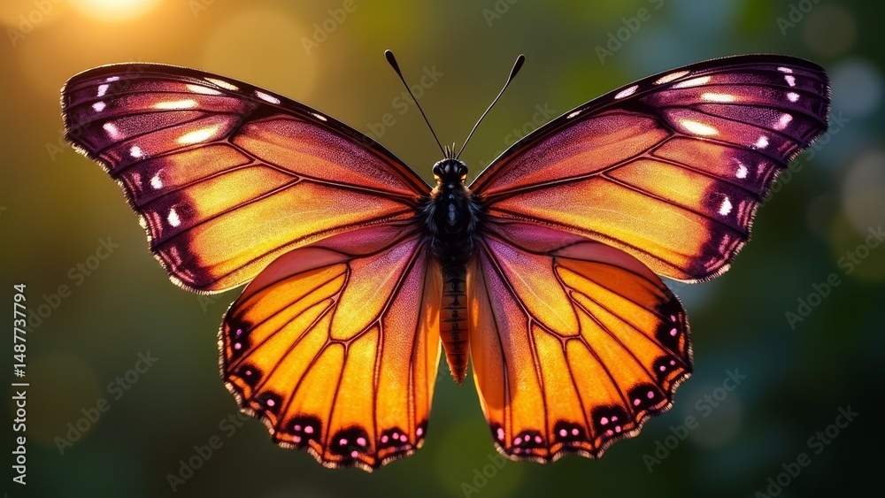 Fototapeta premium Orange Butterfly Technology Image