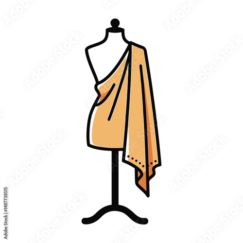 Fashion Mannequin with Draped Fabric icon vector Illustration