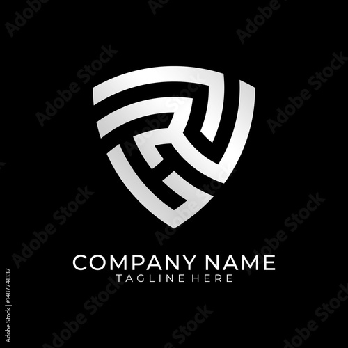 Abstract Letter R Shield Logo Design 