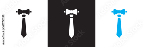 Necktie and Bow Tie icon. Vector illustration. isolated on white and black background. EPS 10